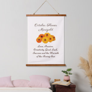 Oktober Geburtstag Blume Marigold Elegante Wandteppich Mit Holzrahmen
