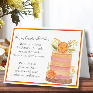 Oktober Geburtstag Blume Marigolds auf Cake Karte