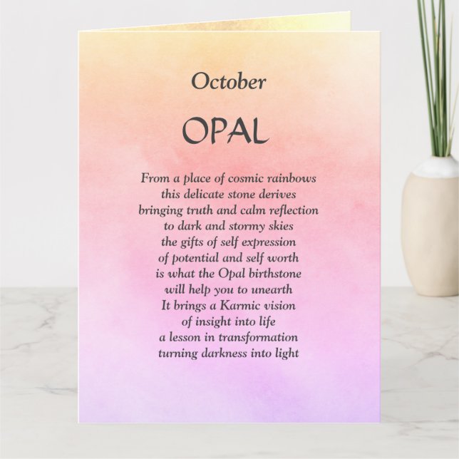Oktober Geburtstag Geburtstag Opal Gruß Karte (Vorderseite)