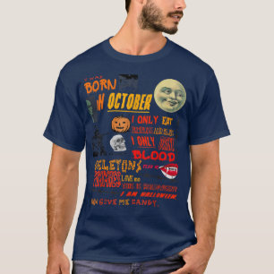 Oktober Geburtstag Halloween Spooky Creepy Beängst T-Shirt