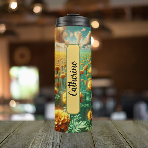 Oktober Geburtstag Monat Blume Marigold 16 oz Thermosbecher