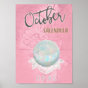 Oktober Geburtstagsfeier Blume und Birthstone Poster