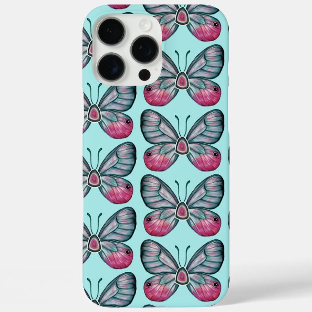 Oktober Glasswing Aquamarin Butterfly Pattern Case-Mate iPhone Hülle (Rückseite)