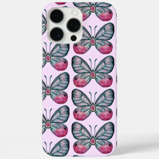 Oktober Glasswing Pink Butterfly Pattern iPhone 16 Pro Max Hülle