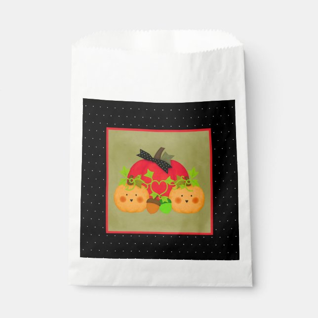 Oktober Halloween Brautparty Pumpkin Couple Geschenktütchen (Vorderseite)