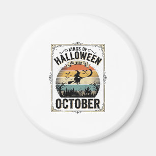 Oktober Halloween Geburtstag Vintage Hexen-Shirt D Magnet