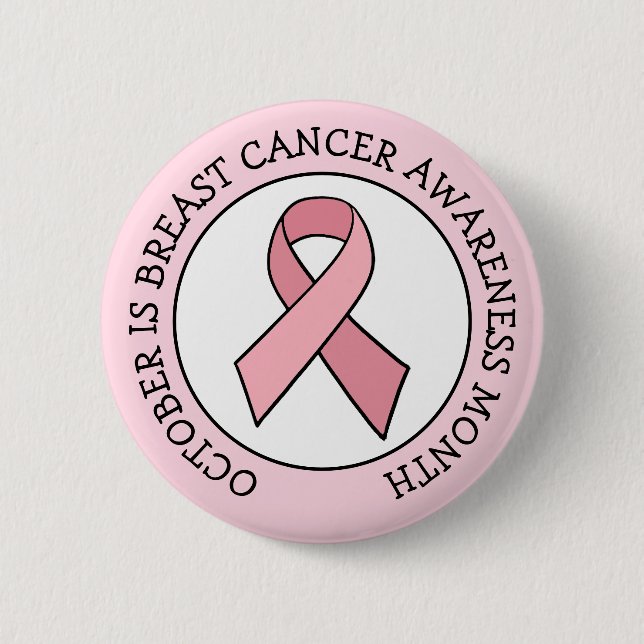 Oktober ist Brustkrebs-Aufklärungsmonat Button (Vorderseite)