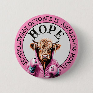 Oktober ist Brustkrebs-Bewusstsein Kuh Hope Sign Button