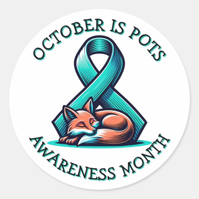 Oktober ist POTS Awareness Montag Runder Aufkleber (Vorderseite)