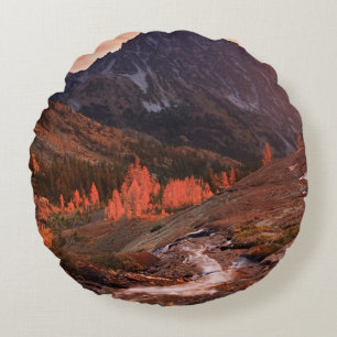 Oktober-Licht auf Scheinwerfer-Becken Rundes Kissen