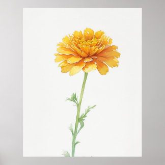 Oktober Marigold Birth Blume Poster