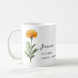 OKTOBER MARIGOLD GEBURT BLUME MONTH NAME GIFT KAFFEETASSE