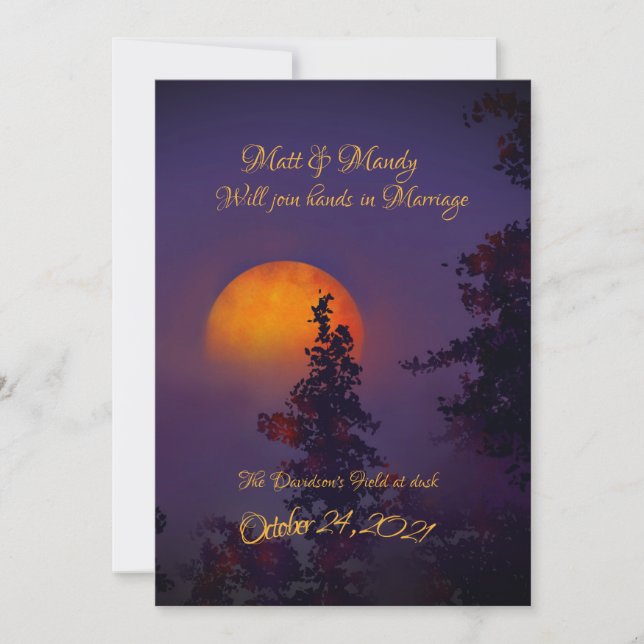 Oktober Moon Hochzeit Einladung (Vorderseite)