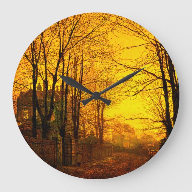 Oktober Nachglow John Atkinson Grimshaw Große Wanduhr (Vorderseite)