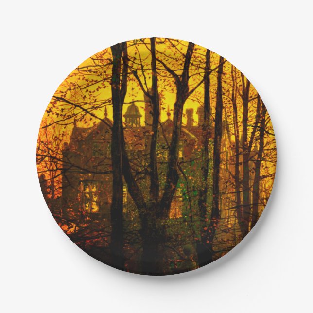 Oktober Nachglow John Atkinson Grimshaw Pappteller (Vorderseite)