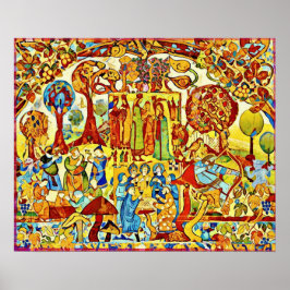 Oktober Naive Folk Art Herbst Celebration Poster