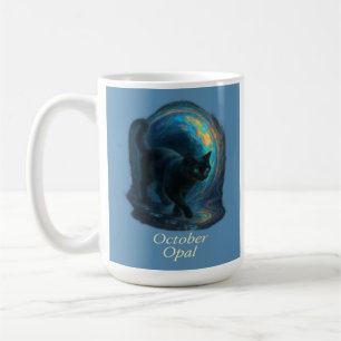 Oktober Opal - Black Cat & Iridescent Portal Kaffeetasse