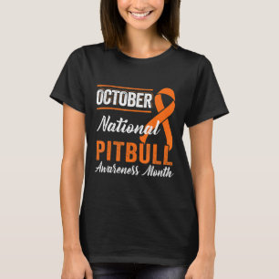 Oktober Orange Ribbon Pitbull-Bewusstseinsmonat T-Shirt