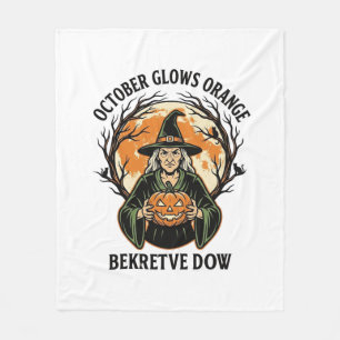Oktober Orange Shirt Vintage Hexe Kürbis Bewusstse Fleecedecke