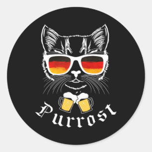 Oktober Party T Shirt Funny Prost Pub Purrost Katz Runder Aufkleber