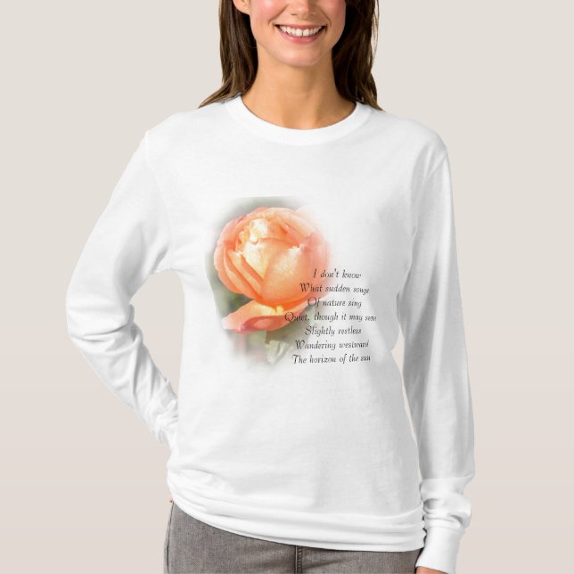 Oktober-Pfirsich-Rosen-Poesie-T-Shirt T-Shirt (Vorderseite)