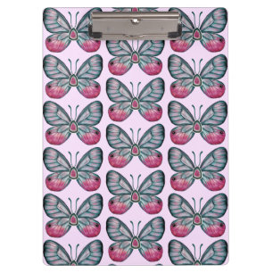 Oktober Pink Glasswing Butterfly Design Klemmbrett