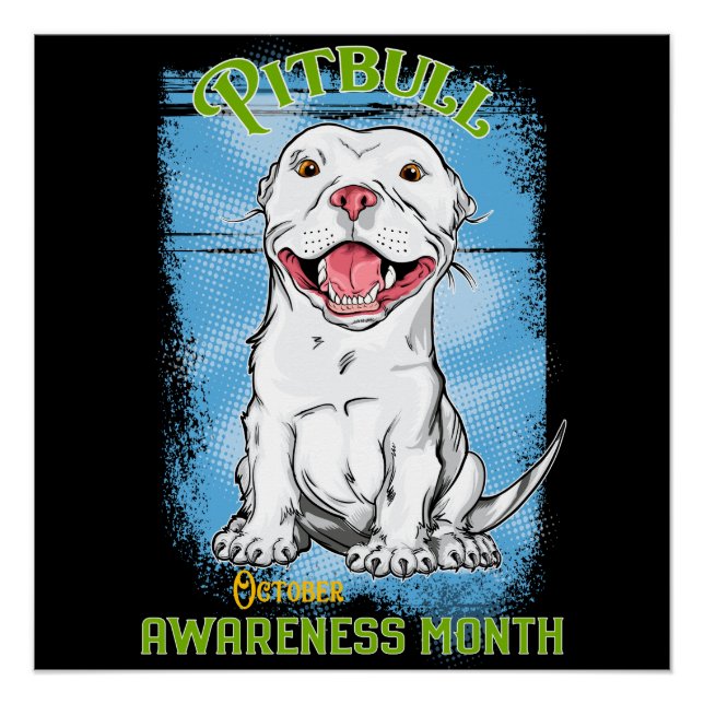 Oktober, Pitbull Awareness Month T - Shirt Lebensm Poster (Vorderseite)
