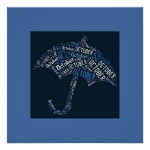 Oktober Regenschirm Typografie Blue