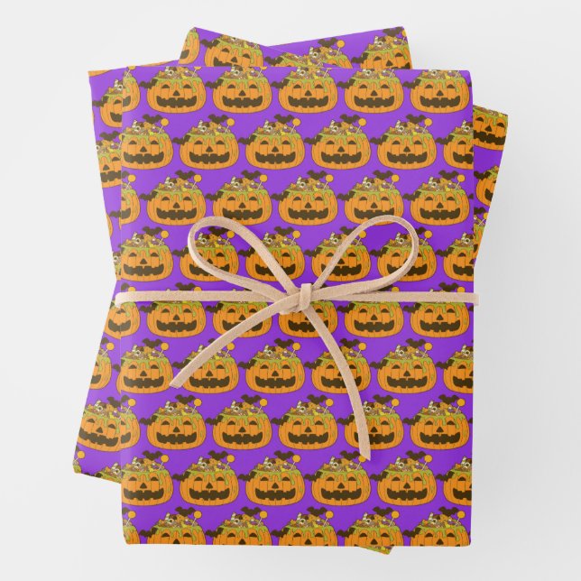 Oktober Spooky Halloween Candy Pumpkin Geschenkpapier Set (Beispiel)