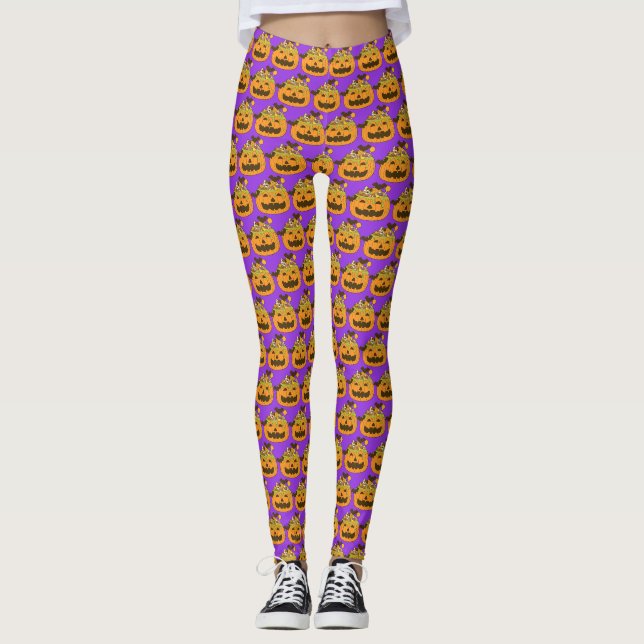 Oktober Spooky Halloween Candy Pumpkin Leggings (Vorderseite)