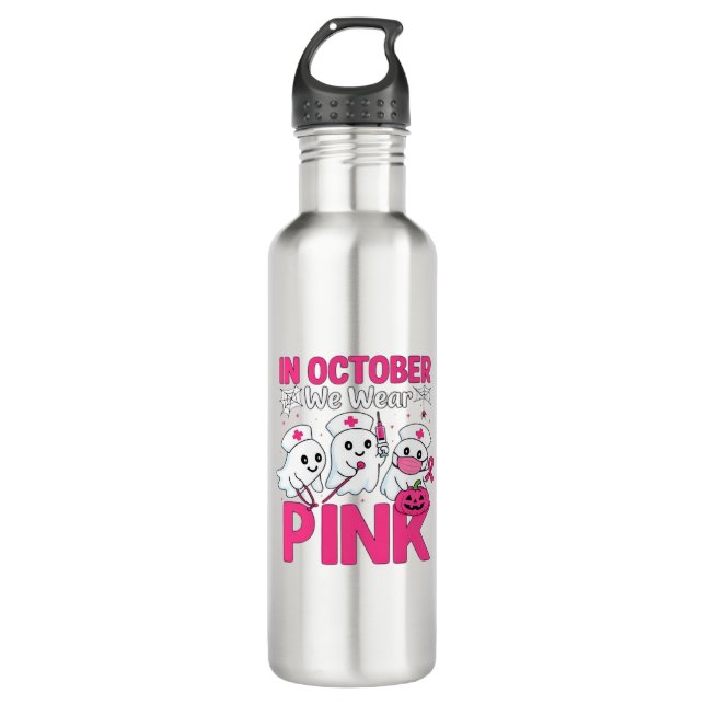 Oktober tragen wir das Bewusstsein für rosa Brustk Edelstahlflasche (Vorderseite)