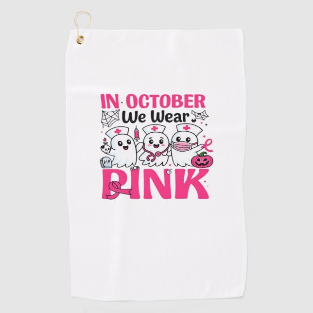 Oktober tragen wir das Bewusstsein für rosa Brustk Golfhandtuch (Vorderseite)