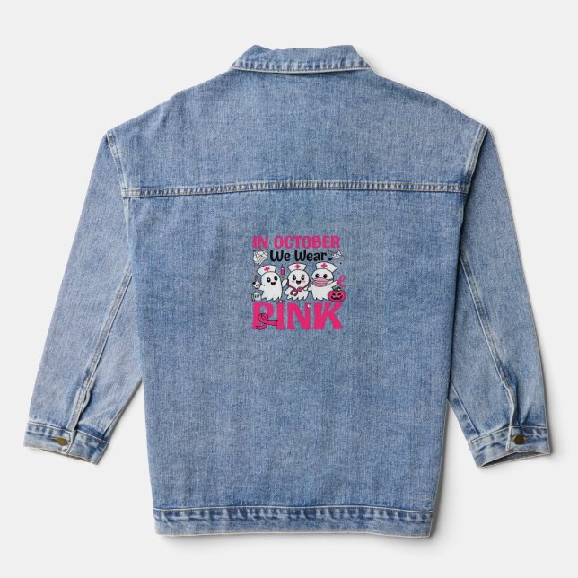 Oktober tragen wir das Bewusstsein für rosa Brustk Jeansjacke (Rückseite)