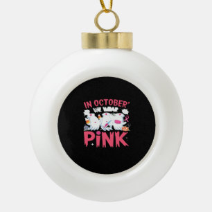 Oktober tragen wir das Bewusstsein für rosa Brustk Keramik Kugel-Ornament