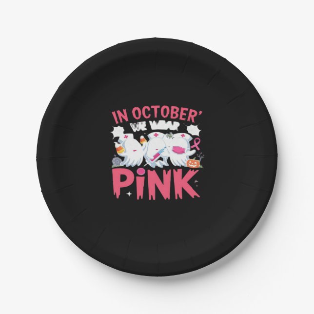 Oktober tragen wir das Bewusstsein für rosa Brustk Pappteller (Vorderseite)