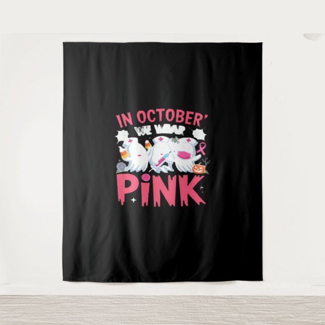 Oktober tragen wir das Bewusstsein für rosa Brustk Wandteppich (Vorderseite)