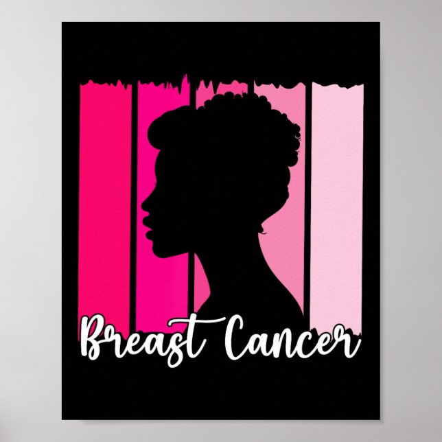 Oktober tragen wir Pink Black Afro Women Breast Ca Poster (Vorne)