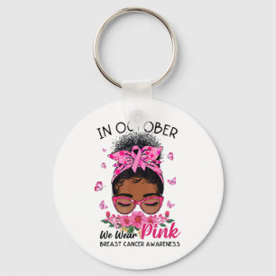 Oktober tragen wir Pink Black Women Messy Bun Brus Schlüsselanhänger