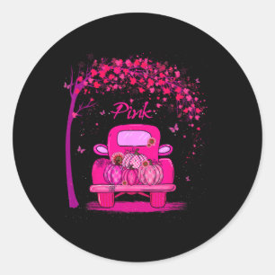 Oktober tragen wir Pink Pumpkin Truck Brustkrebs A Runder Aufkleber