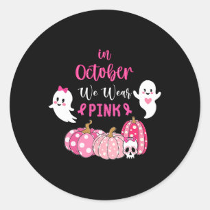 Oktober tragen wir rosa Brustkrebs-Bewusstsein Runder Aufkleber