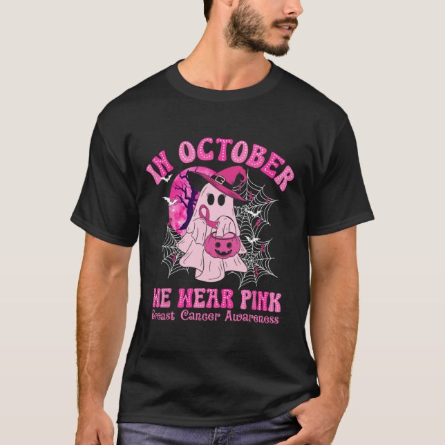 Oktober tragen wir rosa Brustkrebs Frauen Ghost Ha T-Shirt (Vorderseite)