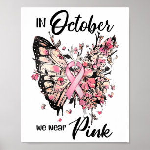 Oktober tragen wir rosa Ribbon Brustkrebs-Auswarne Poster