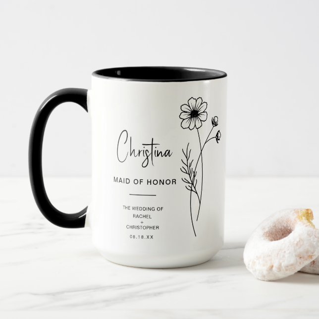 Oktober-Trauzeugin | Cosmos Birth Blume Tasse (Mit Donut)