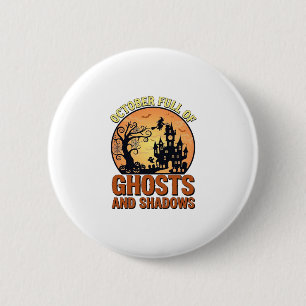 Oktober Voll Geister Schatten Spukhaus Hexe Ha Button