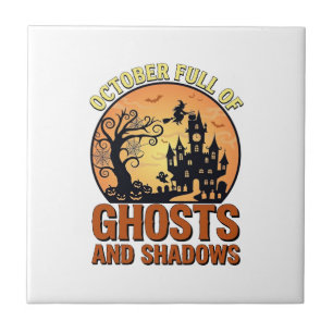 Oktober Voll Geister Schatten Spukhaus Hexe Ha Fliese