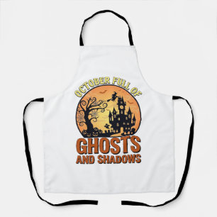 Oktober Voll Geister Schatten Spukhaus Hexe Ha Schürze