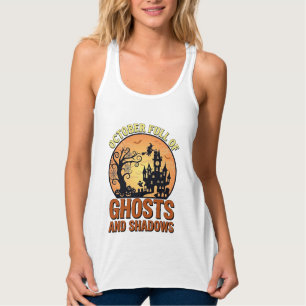 Oktober Voll Geister Schatten Spukhaus Hexe Ha Tank Top