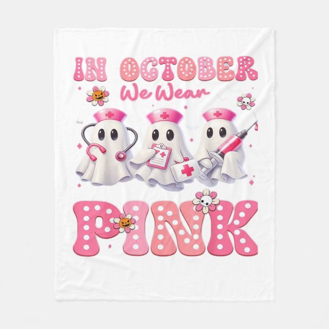 Oktober Wear rosa Boo Nurse Halloween Kostüme Wom Fleecedecke (Vorderseite)