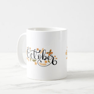 Oktober Whimsy - Autumn Butterfly & Floral Script Kaffeetasse