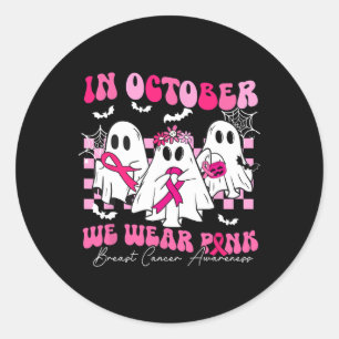 Oktober Wir tragen einen rosa Brustkrebs-Bewusstse Runder Aufkleber